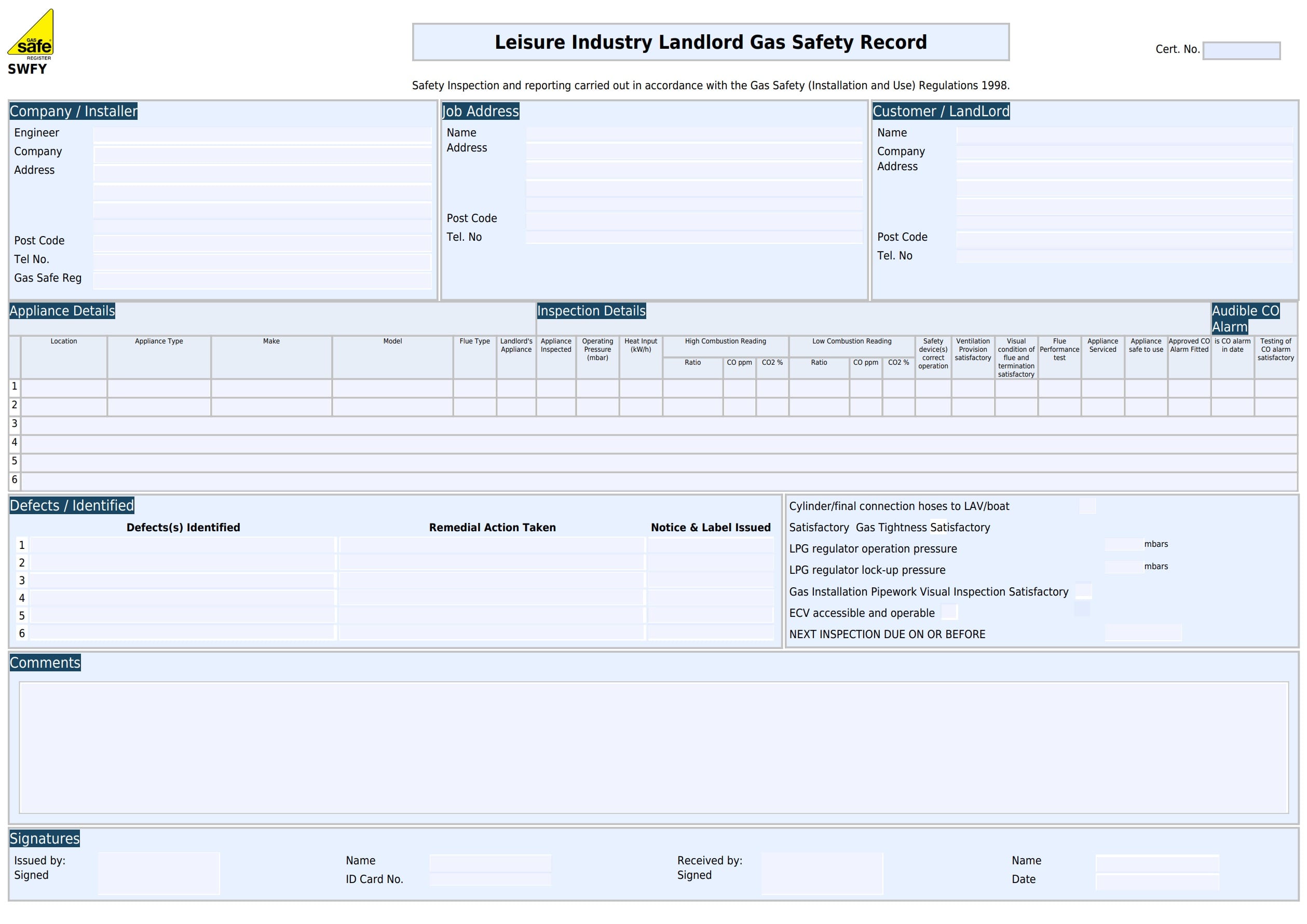 Sample image of the legionella risk assessment template