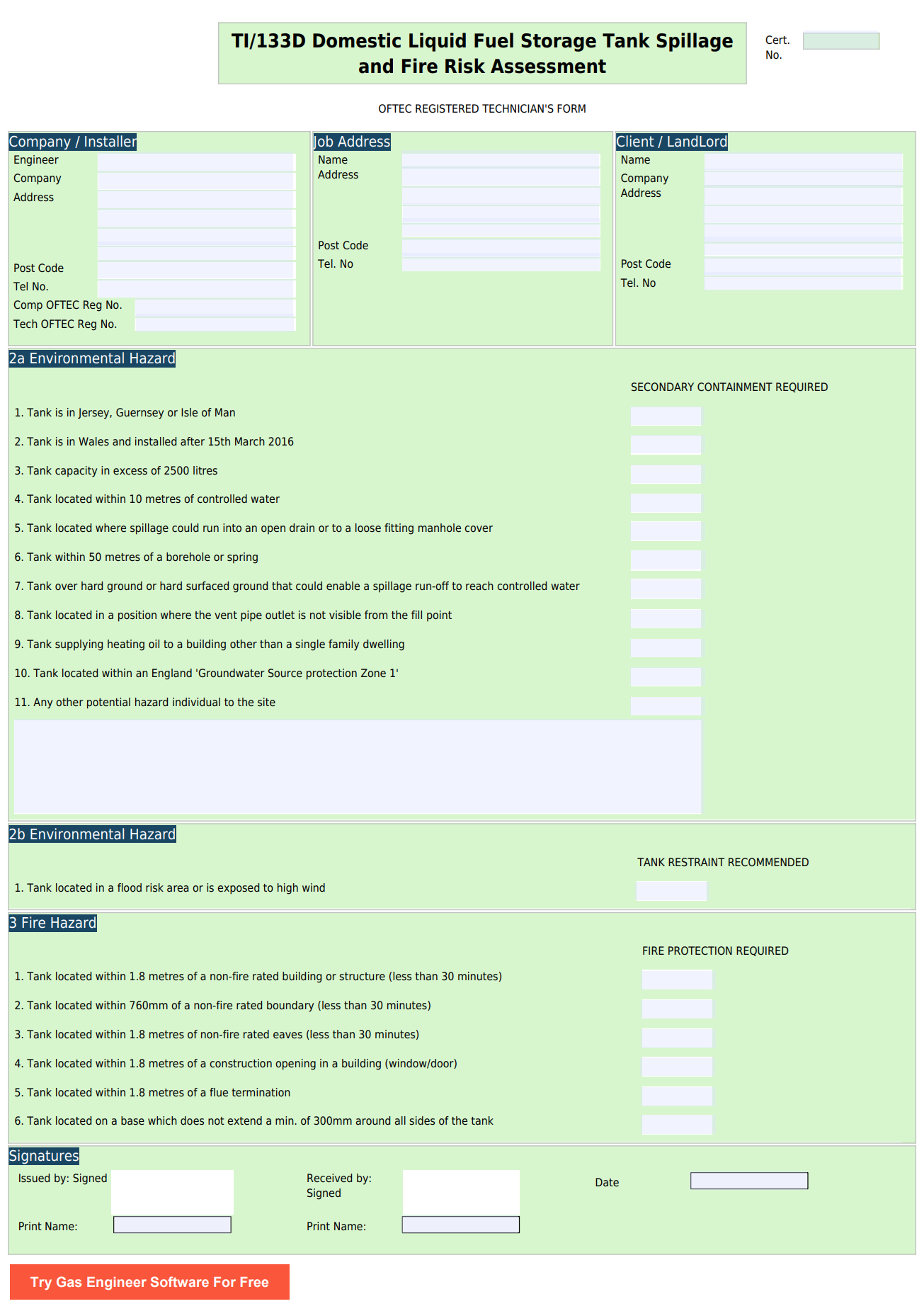 Sample image of the legionella risk assessment template